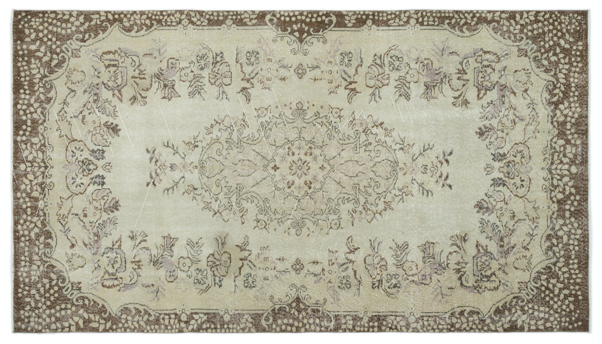 Beige Over Dyed Vintage Rug 5&#39;5&#39;&#39; x 9&#39;7&#39;&#39; ft 165 x 291 cm