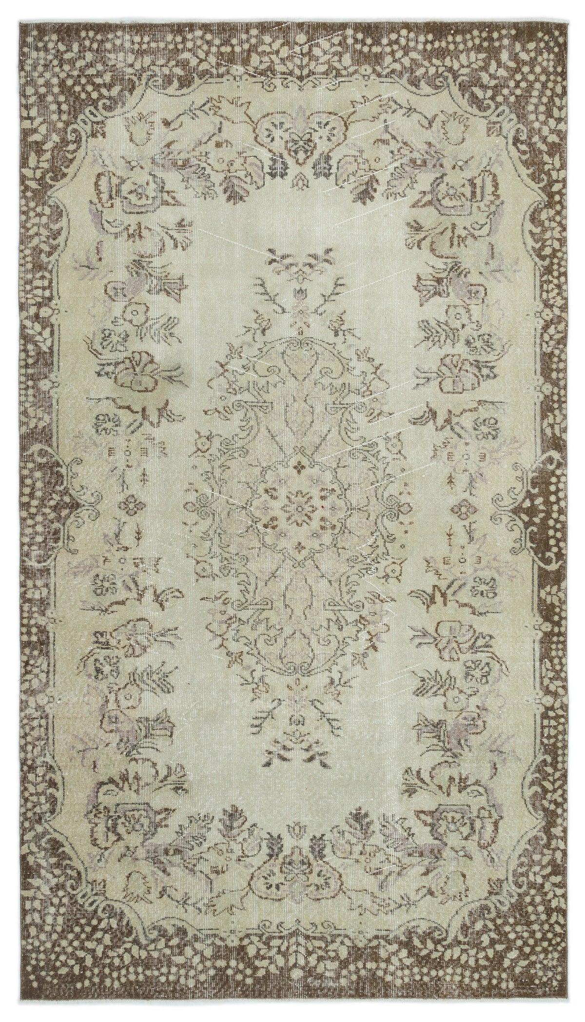 Beige Over Dyed Vintage Rug 5&#39;5&#39;&#39; x 9&#39;7&#39;&#39; ft 165 x 291 cm