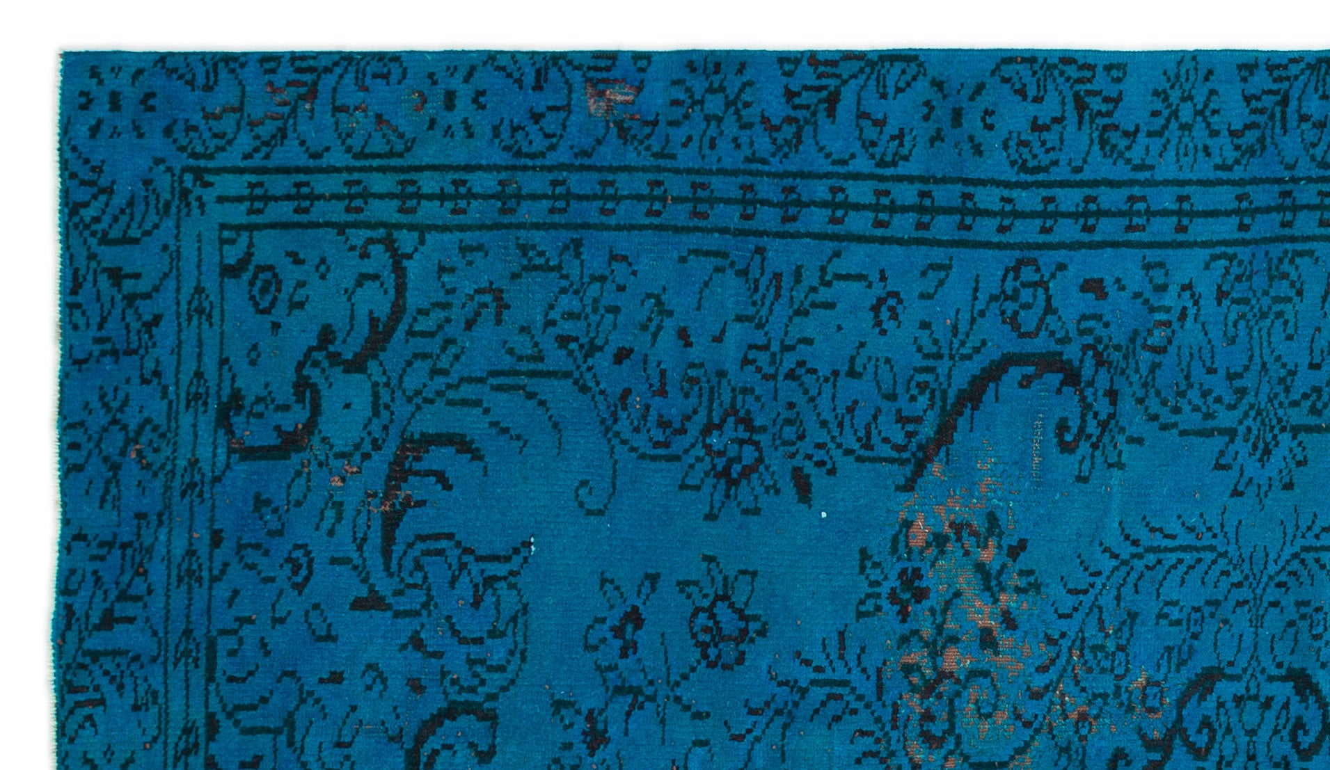 Turquoise  Over Dyed Vintage Rug 5'1'' x 8'10'' ft 154 x 270 cm