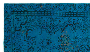 Turquoise  Over Dyed Vintage Rug 5'1'' x 8'10'' ft 154 x 270 cm