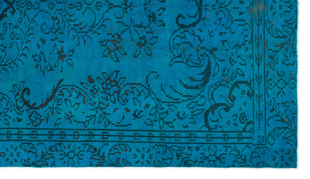 Turquoise  Over Dyed Vintage Rug 5&#39;1&#39;&#39; x 8&#39;10&#39;&#39; ft 154 x 270 cm