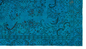 Turquoise  Over Dyed Vintage Rug 5'1'' x 8'10'' ft 154 x 270 cm
