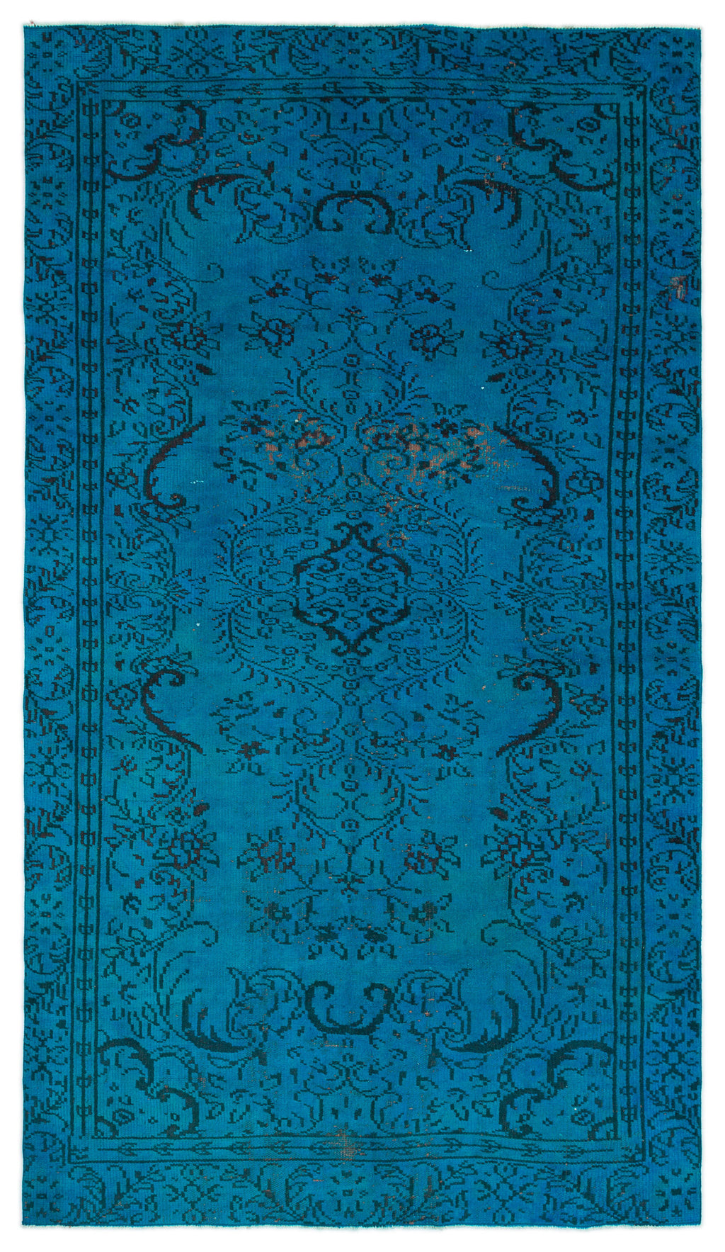 Turquoise  Over Dyed Vintage Rug 5'1'' x 8'10'' ft 154 x 270 cm