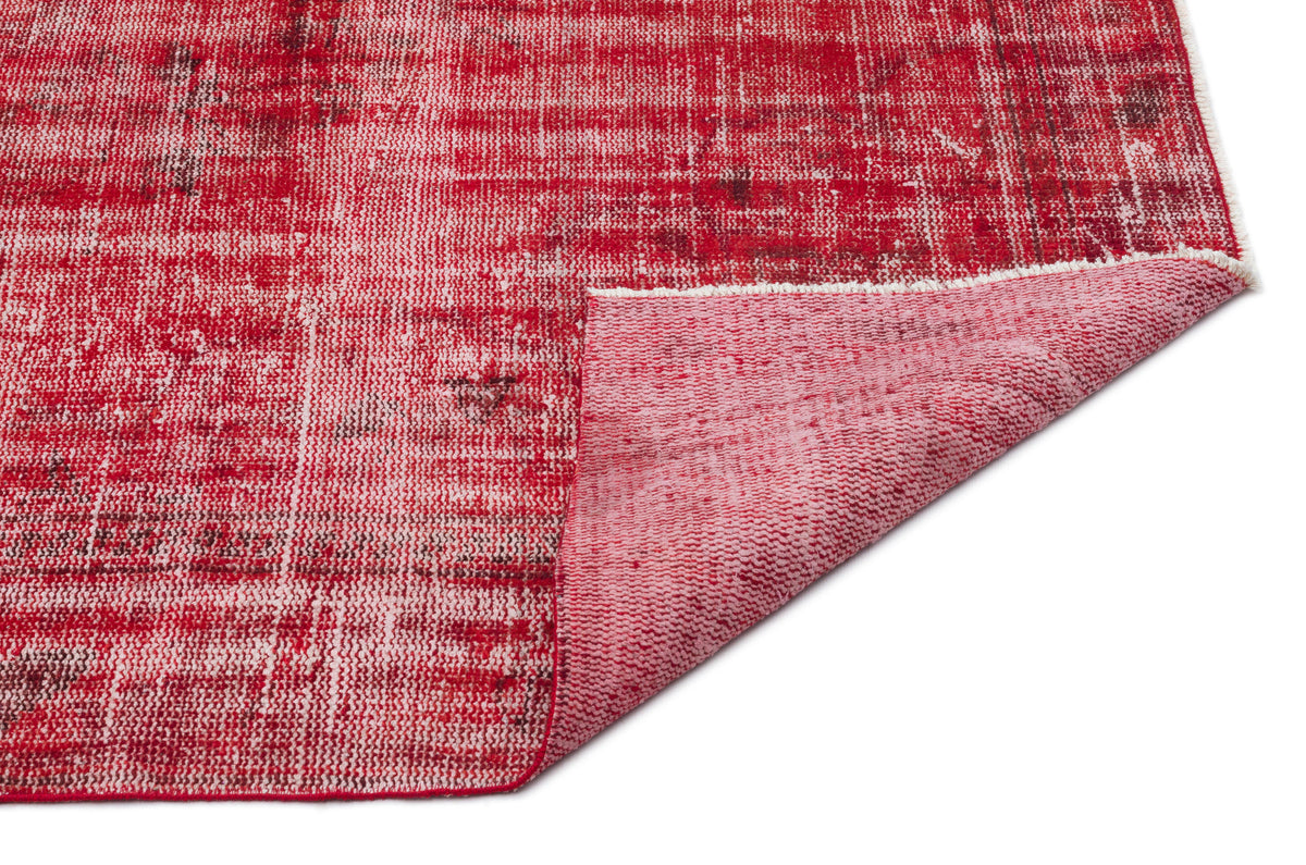 Red Over Dyed Vintage Rug 5&#39;4&#39;&#39; x 9&#39;3&#39;&#39; ft 162 x 283 cm