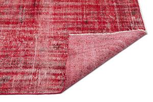 Red Over Dyed Vintage Rug 5'4'' x 9'3'' ft 162 x 283 cm