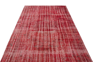 Red Over Dyed Vintage Rug 5'4'' x 9'3'' ft 162 x 283 cm