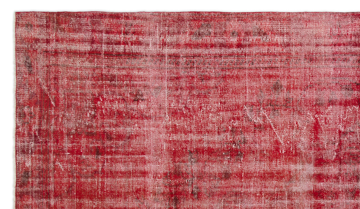 Red Over Dyed Vintage Rug 5&#39;4&#39;&#39; x 9&#39;3&#39;&#39; ft 162 x 283 cm