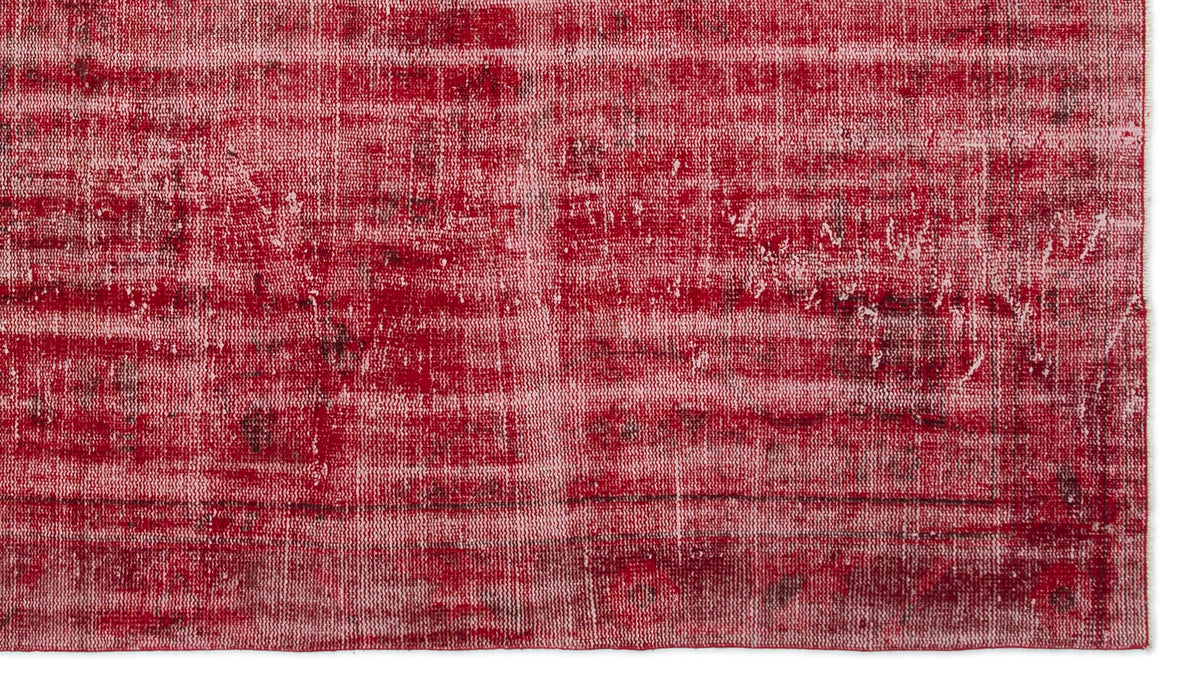 Red Over Dyed Vintage Rug 5&#39;4&#39;&#39; x 9&#39;3&#39;&#39; ft 162 x 283 cm