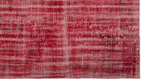 Red Over Dyed Vintage Rug 5'4'' x 9'3'' ft 162 x 283 cm