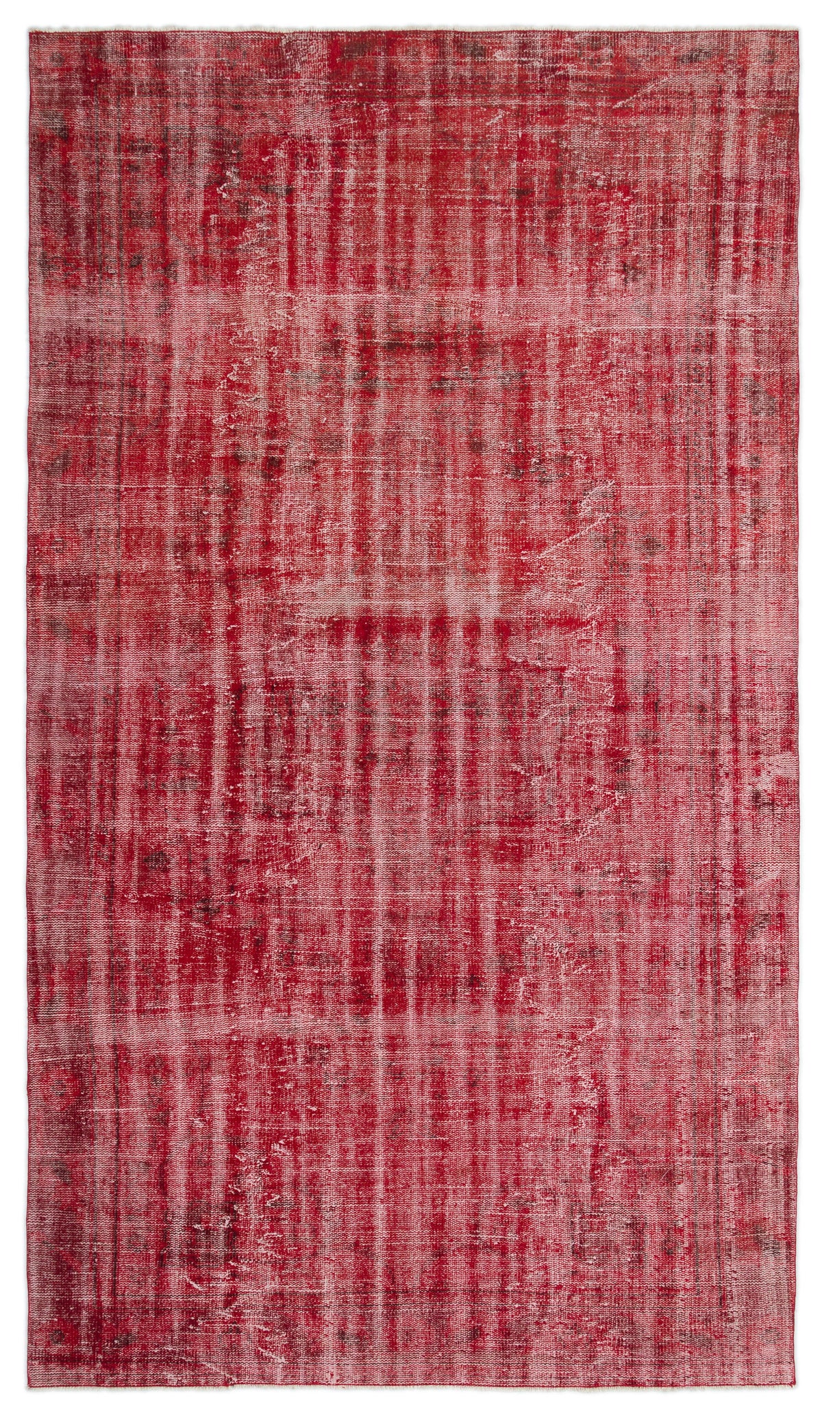 Red Over Dyed Vintage Rug 5&#39;4&#39;&#39; x 9&#39;3&#39;&#39; ft 162 x 283 cm