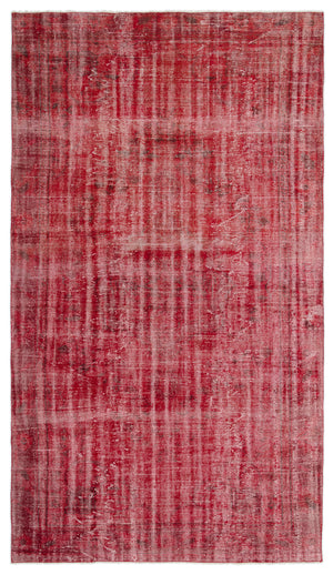 Red Over Dyed Vintage Rug 5'4'' x 9'3'' ft 162 x 283 cm