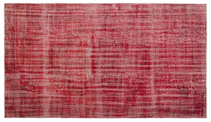 Red Over Dyed Vintage Rug 5'4'' x 9'3'' ft 162 x 283 cm