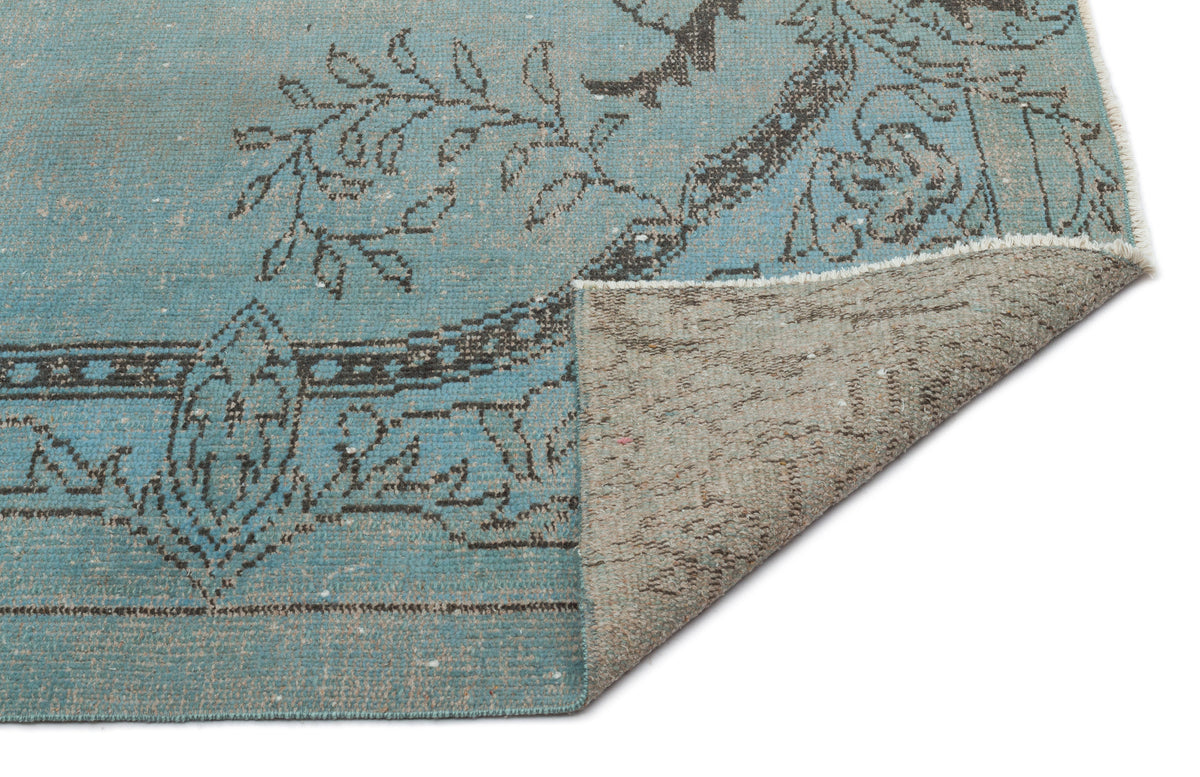 Blue Over Dyed Vintage Rug 5&#39;8&#39;&#39; x 8&#39;8&#39;&#39; ft 173 x 263 cm