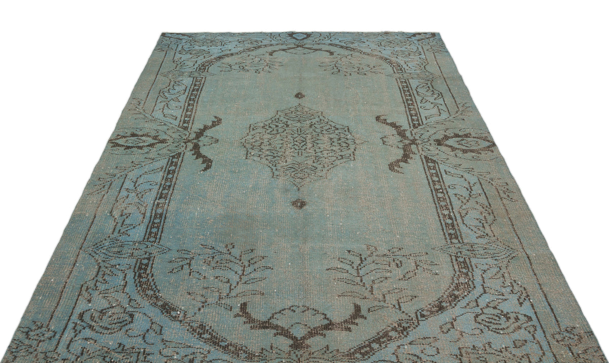 Blue Over Dyed Vintage Rug 5&#39;8&#39;&#39; x 8&#39;8&#39;&#39; ft 173 x 263 cm
