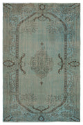 Blue Over Dyed Vintage Rug 5'8'' x 8'8'' ft 173 x 263 cm