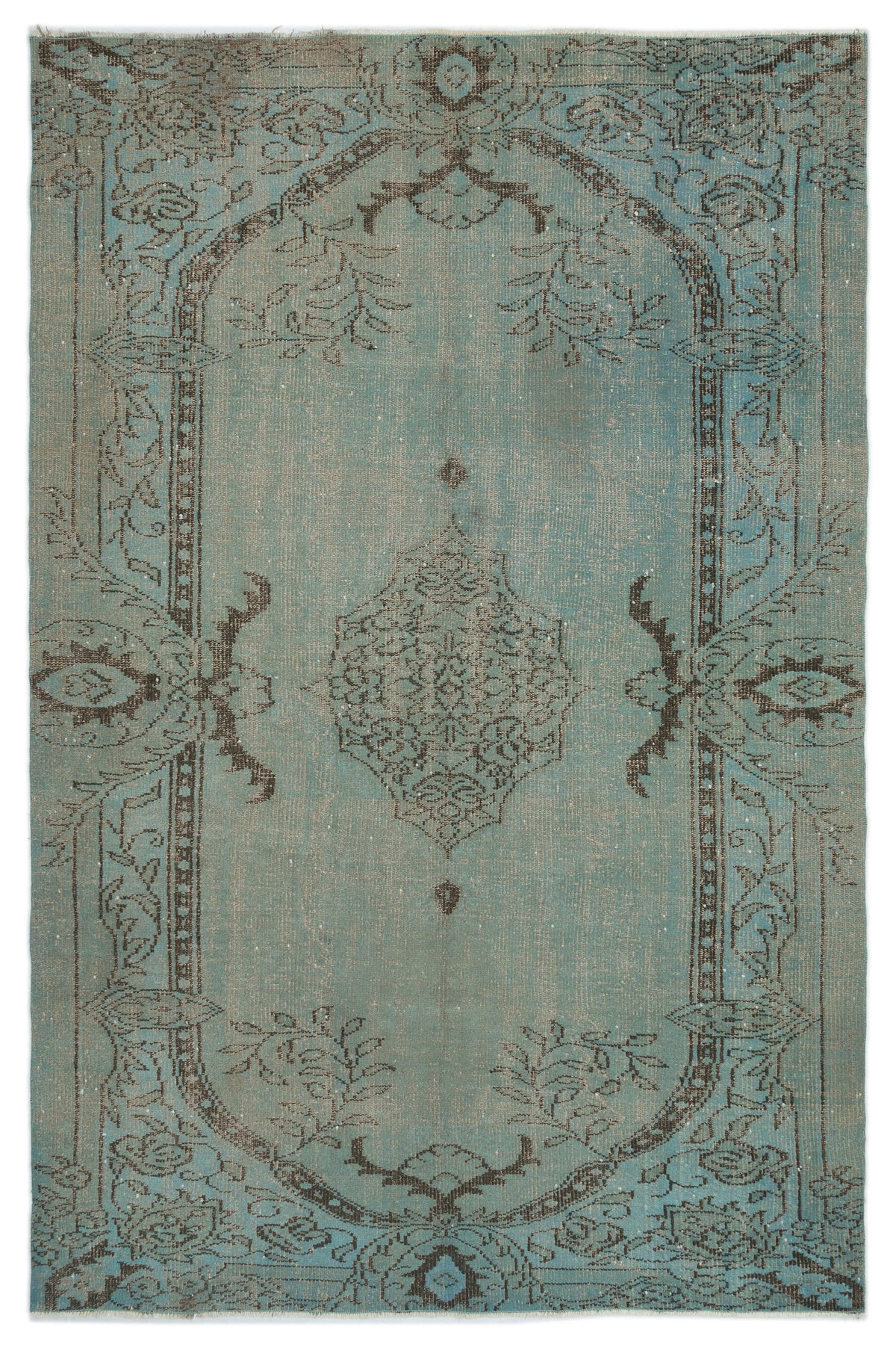 Blue Over Dyed Vintage Rug 5&#39;8&#39;&#39; x 8&#39;8&#39;&#39; ft 173 x 263 cm