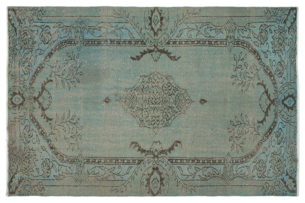 Blue Over Dyed Vintage Rug 5'8'' x 8'8'' ft 173 x 263 cm
