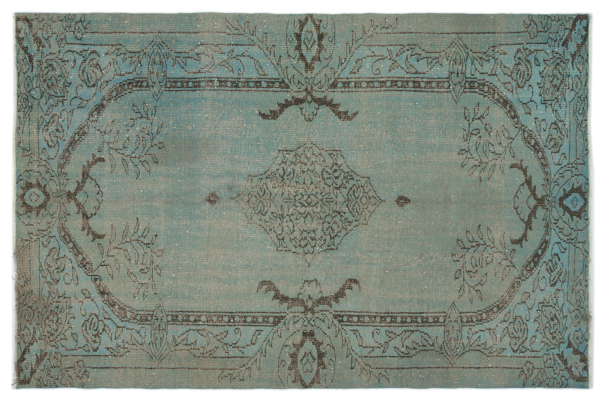 Blue Over Dyed Vintage Rug 5&#39;8&#39;&#39; x 8&#39;8&#39;&#39; ft 173 x 263 cm