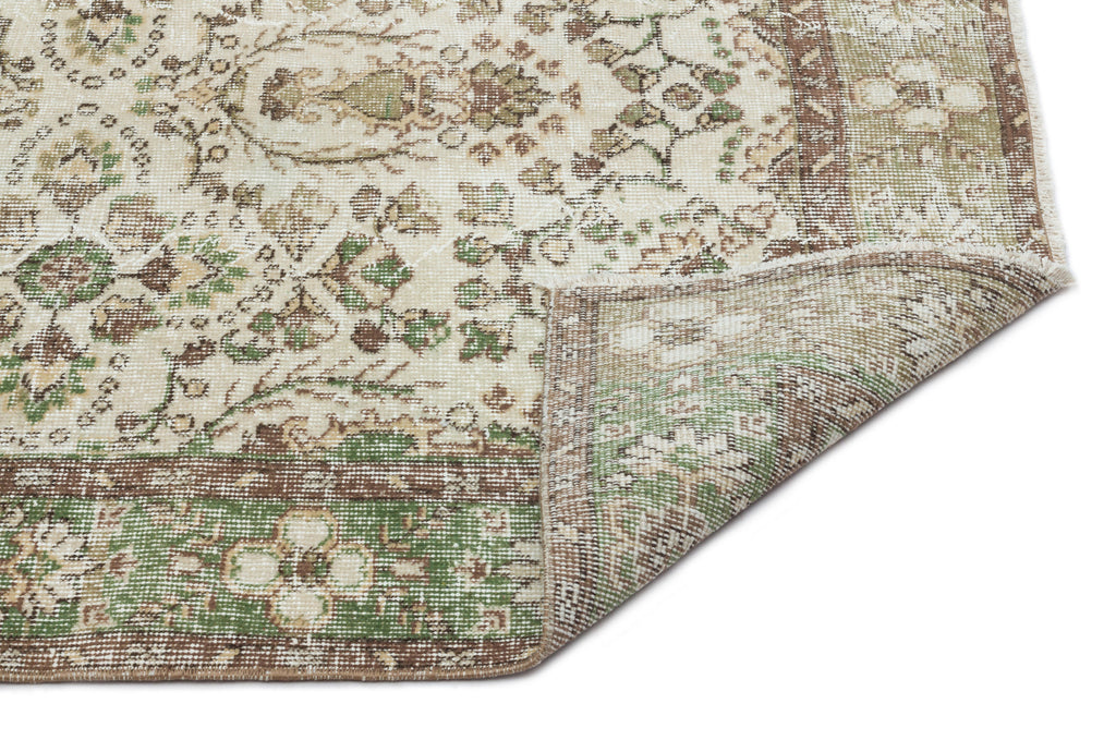 Beige Over Dyed Vintage Rug 5'10'' x 9'3'' ft 177 x 281 cm