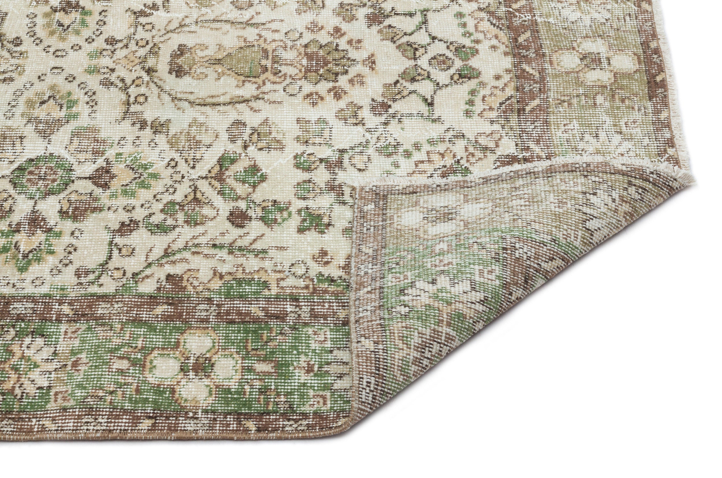 Beige Over Dyed Vintage Rug 5'10'' x 9'3'' ft 177 x 281 cm