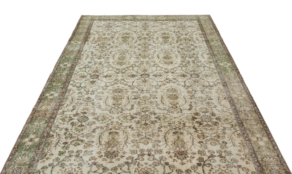 Beige Over Dyed Vintage Rug 5'10'' x 9'3'' ft 177 x 281 cm