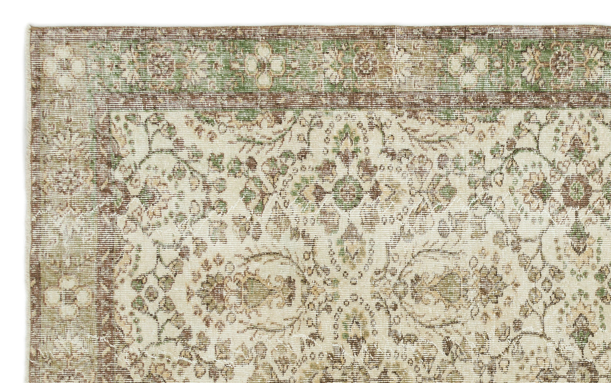Beige Over Dyed Vintage Rug 5&#39;10&#39;&#39; x 9&#39;3&#39;&#39; ft 177 x 281 cm