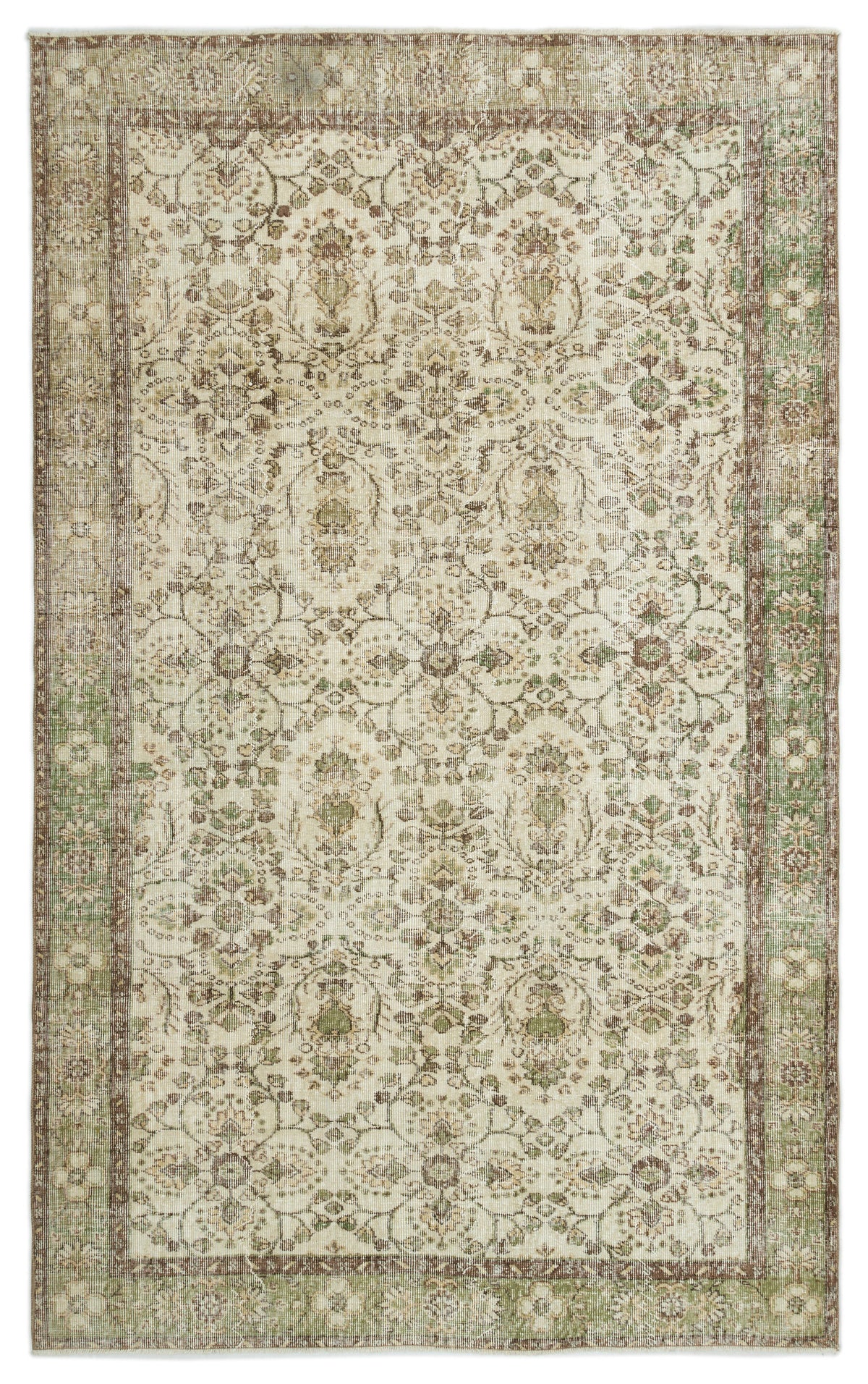 Beige Over Dyed Vintage Rug 5&#39;10&#39;&#39; x 9&#39;3&#39;&#39; ft 177 x 281 cm