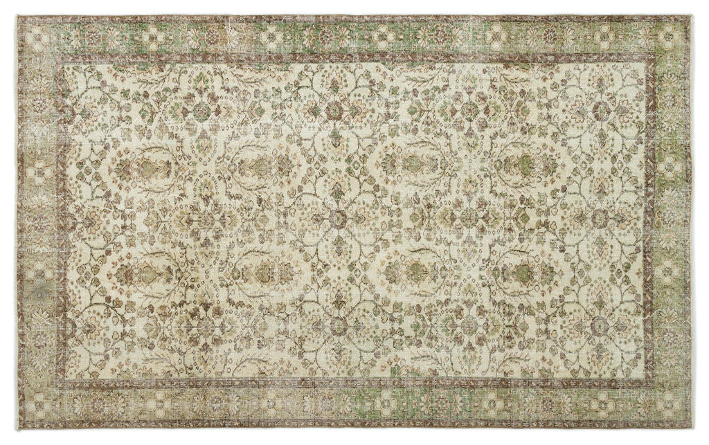 Beige Over Dyed Vintage Rug 5'10'' x 9'3'' ft 177 x 281 cm