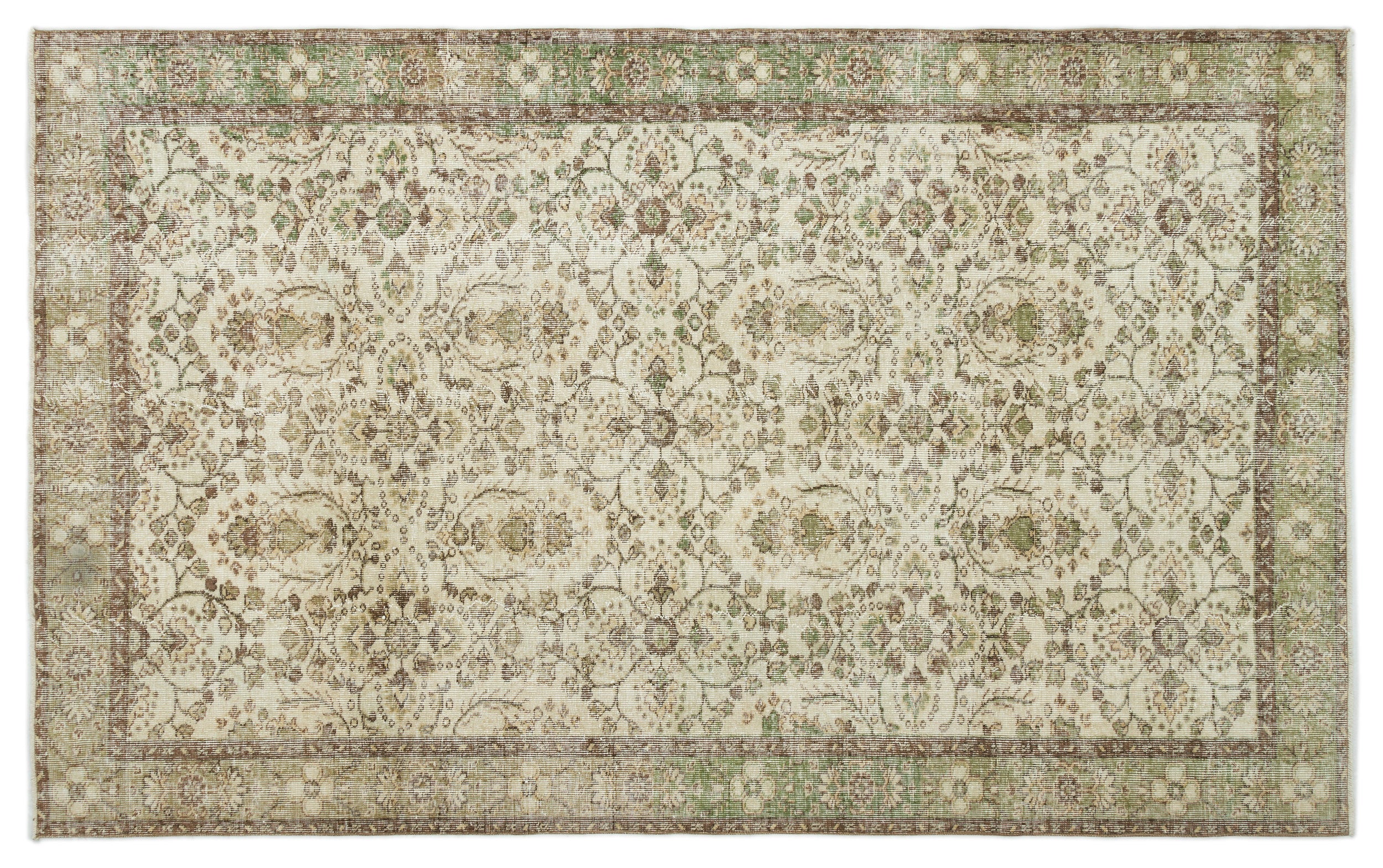 Beige Over Dyed Vintage Rug 5'10'' x 9'3'' ft 177 x 281 cm