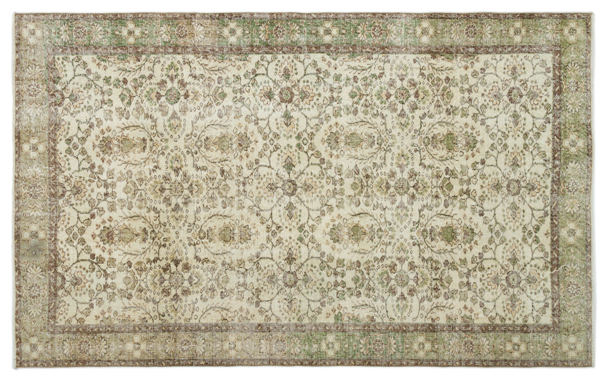 Beige Over Dyed Vintage Rug 5&#39;10&#39;&#39; x 9&#39;3&#39;&#39; ft 177 x 281 cm