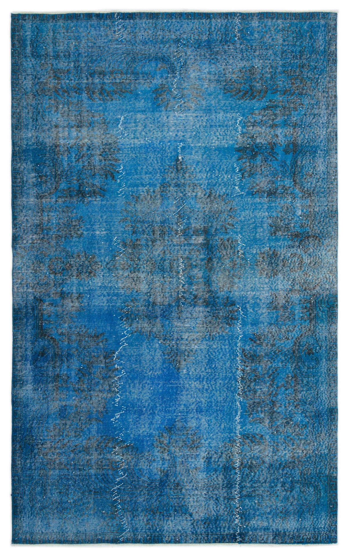 Blue Over Dyed Vintage Rug 5&#39;4&#39;&#39; x 8&#39;5&#39;&#39; ft 163 x 256 cm