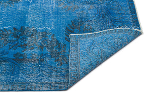 Blue Over Dyed Vintage Rug 5'4'' x 8'5'' ft 163 x 256 cm