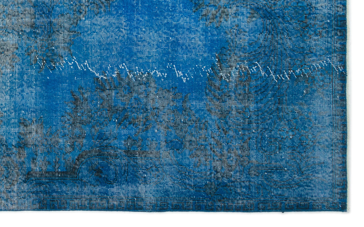 Blue Over Dyed Vintage Rug 5&#39;4&#39;&#39; x 8&#39;5&#39;&#39; ft 163 x 256 cm