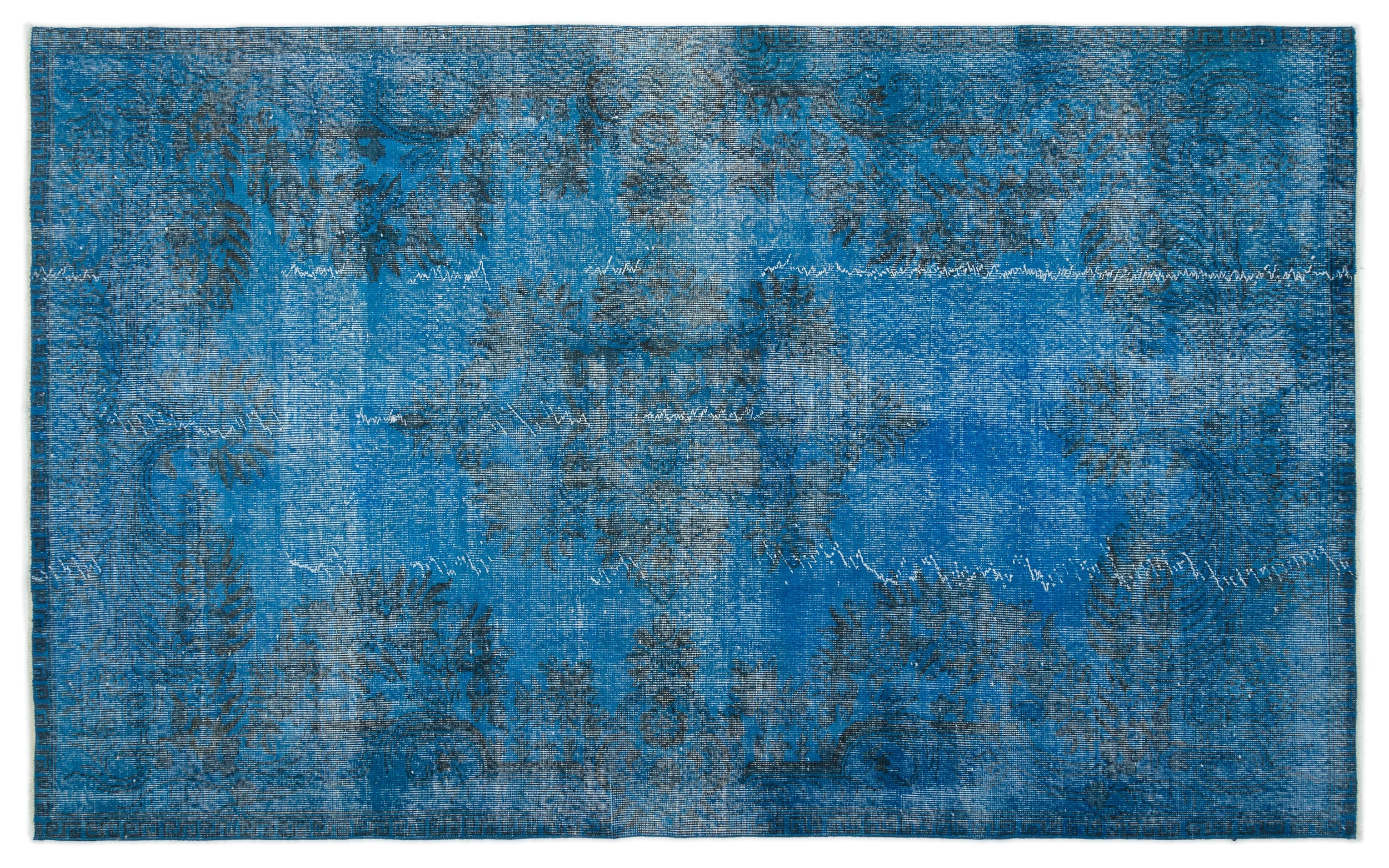 Blue Over Dyed Vintage Rug 5'4'' x 8'5'' ft 163 x 256 cm