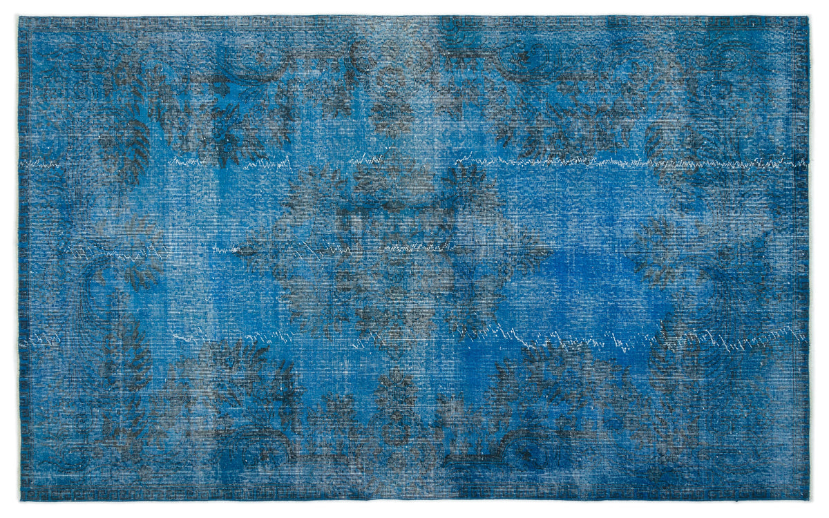 Blue Over Dyed Vintage Rug 5&#39;4&#39;&#39; x 8&#39;5&#39;&#39; ft 163 x 256 cm