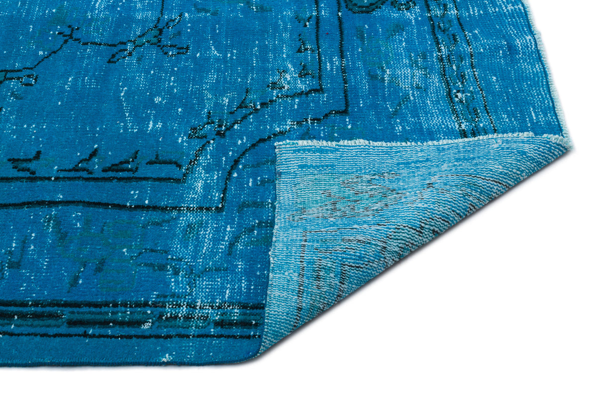 Turquoise  Over Dyed Vintage Rug 6&#39;6&#39;&#39; x 10&#39;1&#39;&#39; ft 198 x 308 cm