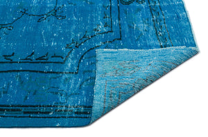 Turquoise  Over Dyed Vintage Rug 6'6'' x 10'1'' ft 198 x 308 cm