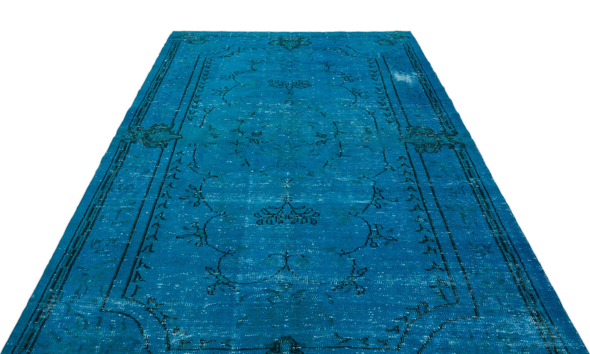Turquoise  Over Dyed Vintage Rug 6&#39;6&#39;&#39; x 10&#39;1&#39;&#39; ft 198 x 308 cm