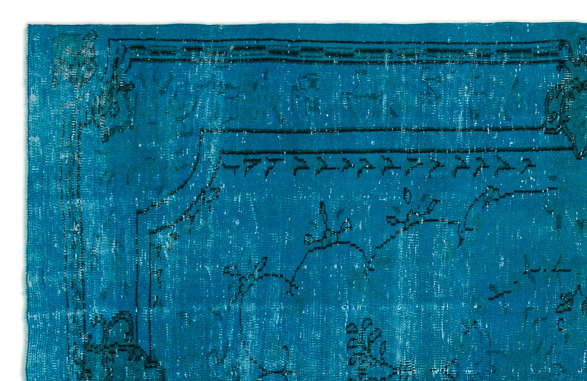 Turquoise  Over Dyed Vintage Rug 6&#39;6&#39;&#39; x 10&#39;1&#39;&#39; ft 198 x 308 cm