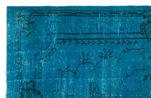 Turquoise  Over Dyed Vintage Rug 6'6'' x 10'1'' ft 198 x 308 cm