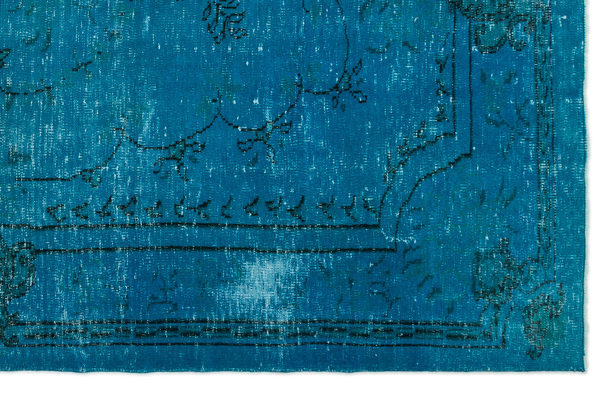 Turquoise  Over Dyed Vintage Rug 6&#39;6&#39;&#39; x 10&#39;1&#39;&#39; ft 198 x 308 cm