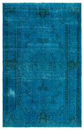 Turquoise  Over Dyed Vintage Rug 6'6'' x 10'1'' ft 198 x 308 cm