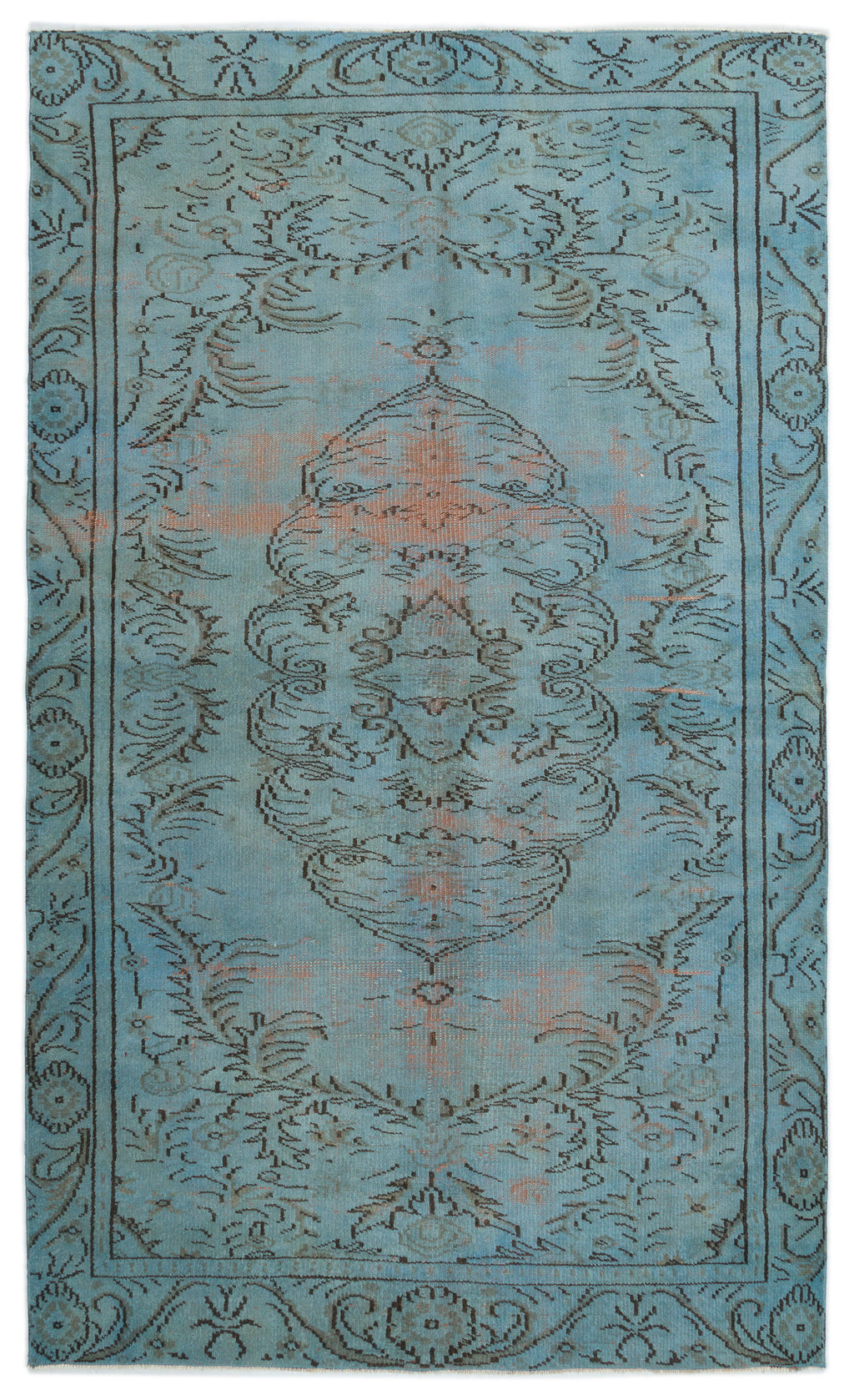 Blue Over Dyed Vintage Rug 5'4'' x 9'8'' ft 163 x 295 cm