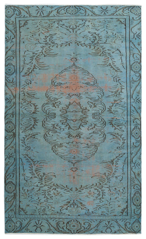 Blue Over Dyed Vintage Rug 5'4'' x 9'8'' ft 163 x 295 cm