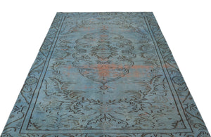 Blue Over Dyed Vintage Rug 5'4'' x 9'8'' ft 163 x 295 cm