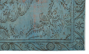 Blue Over Dyed Vintage Rug 5'4'' x 9'8'' ft 163 x 295 cm