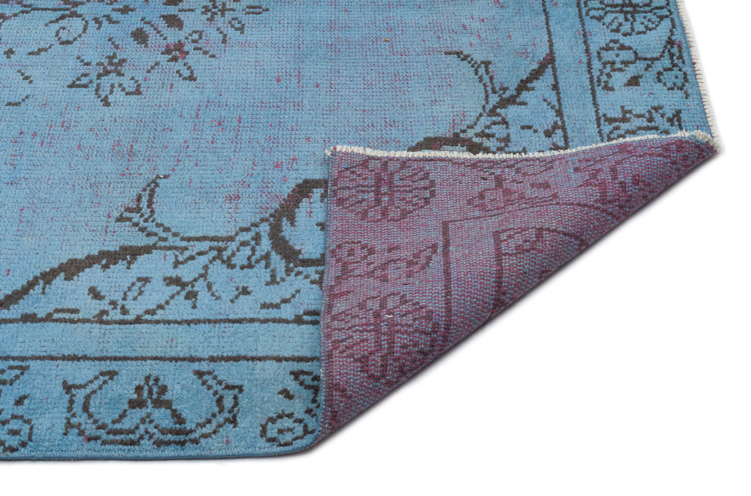 Blue Over Dyed Vintage Rug 5'3'' x 8'7'' ft 160 x 262 cm