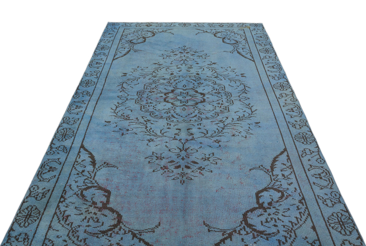 Blue Over Dyed Vintage Rug 5&#39;3&#39;&#39; x 8&#39;7&#39;&#39; ft 160 x 262 cm