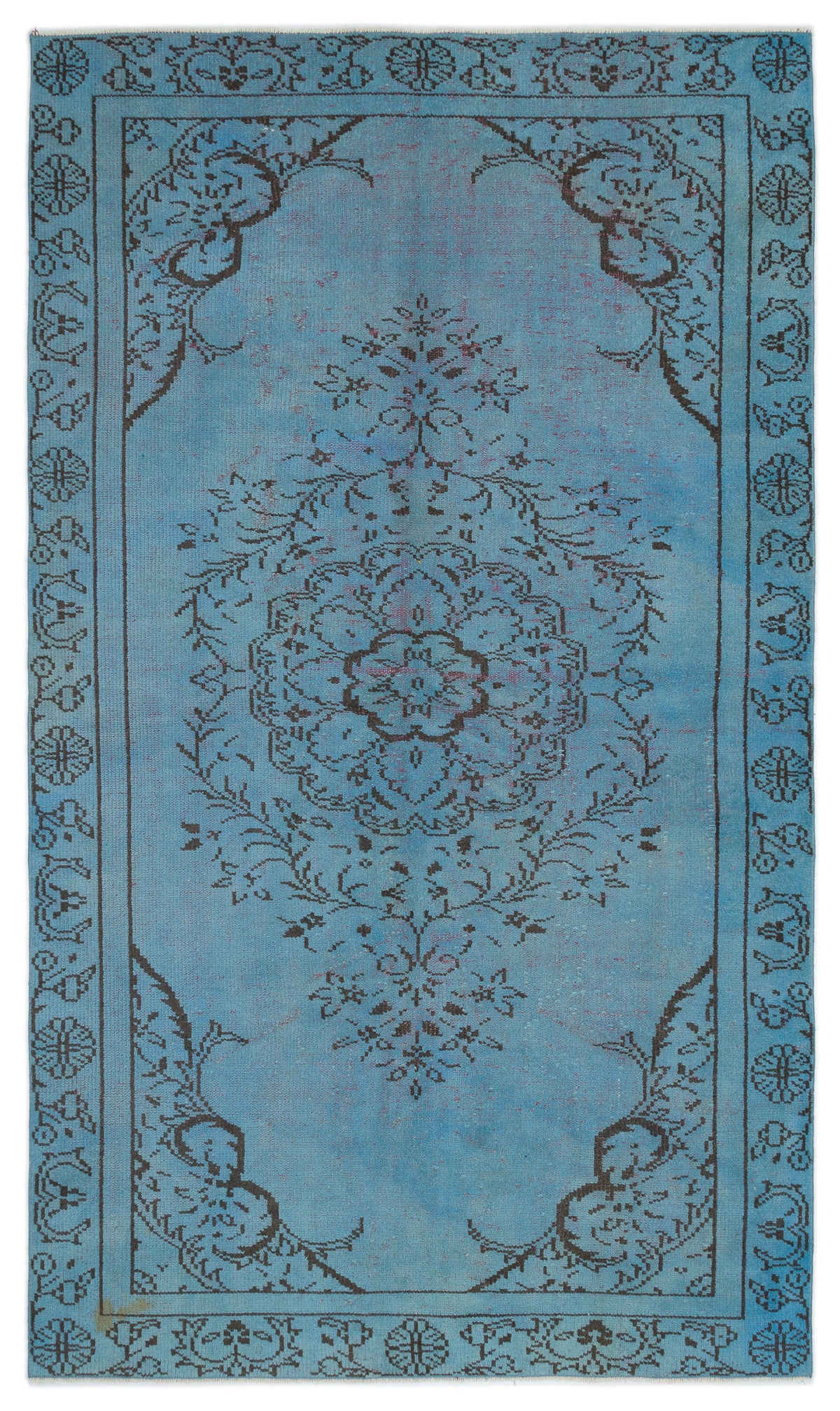 Blue Over Dyed Vintage Rug 5&#39;3&#39;&#39; x 8&#39;7&#39;&#39; ft 160 x 262 cm