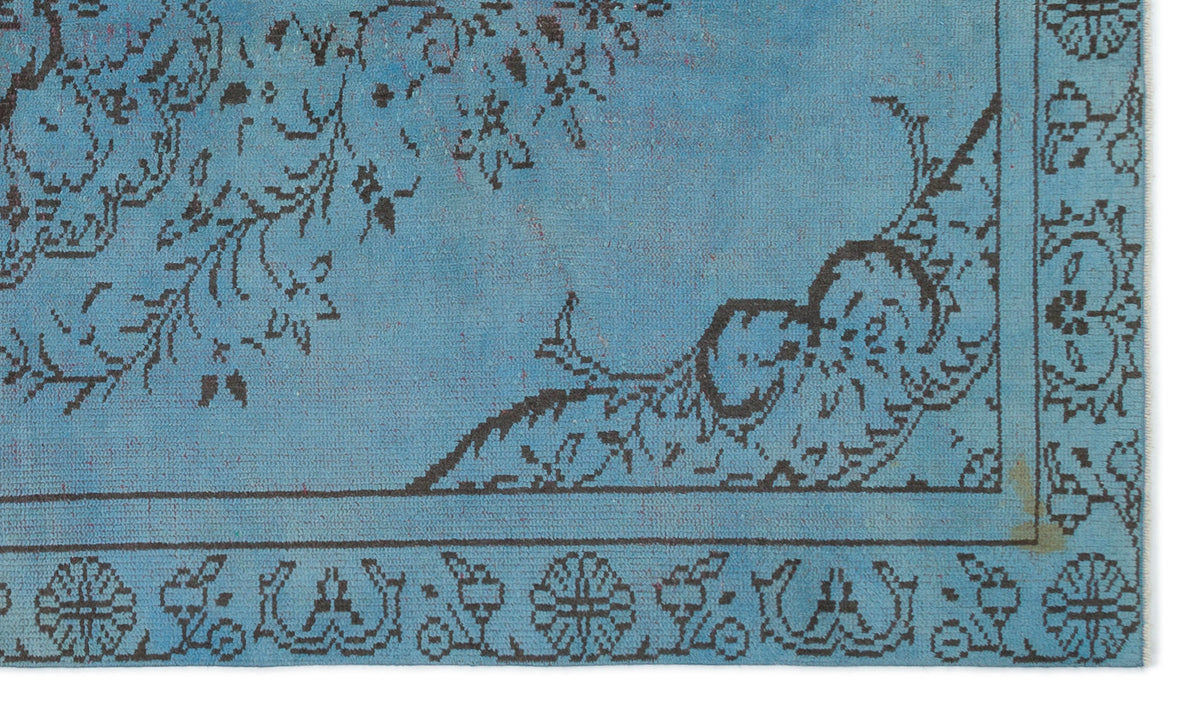 Blue Over Dyed Vintage Rug 5&#39;3&#39;&#39; x 8&#39;7&#39;&#39; ft 160 x 262 cm
